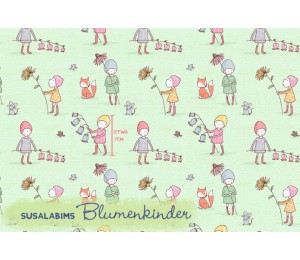 Bio Jersey Lillestoff - Blumenkinder grün